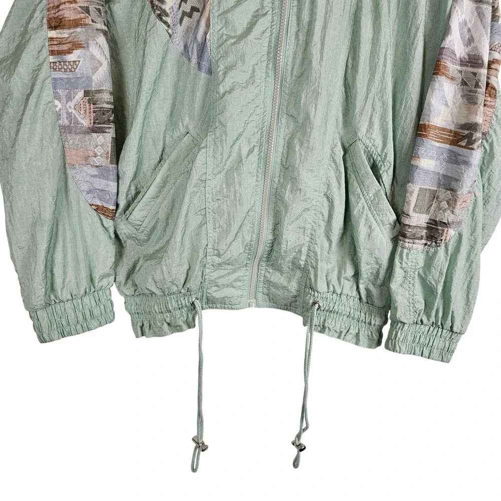 Athletic‎ Works vintage windbreaker mint green 90's drawstring lightweight M
